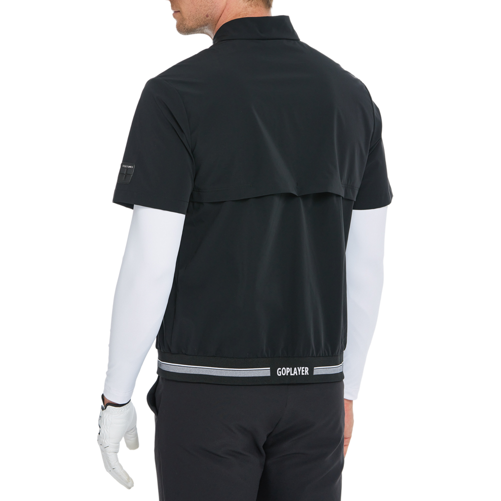 メンズ軽量防風撥水半袖ウィンドブレーカー（ブラック）