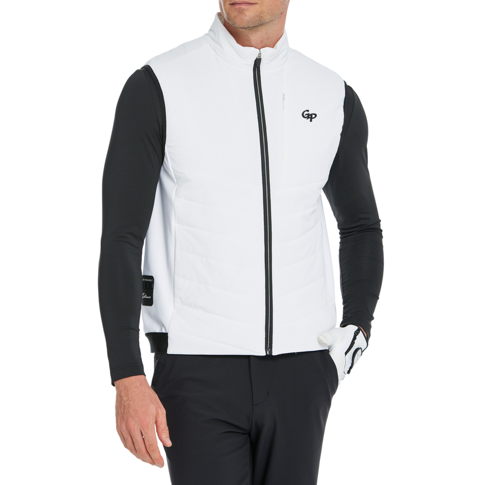 メンズ 厚手 パッド入り 暖かいベスト（ホワイト）