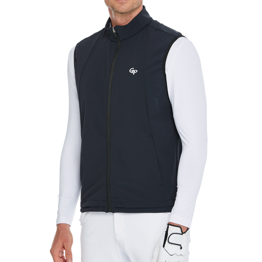 メンズ軽量防風撥水ベスト（ブラック）