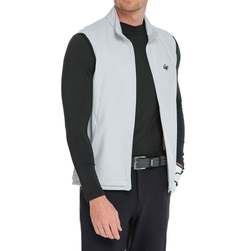 メンズ軽量防風撥水ベスト（グレー）