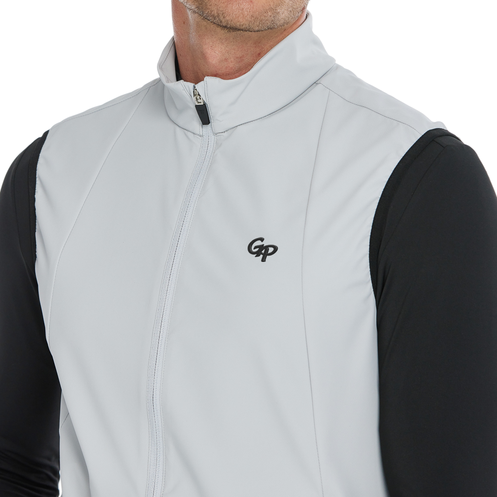 メンズ軽量防風撥水ベスト（グレー）