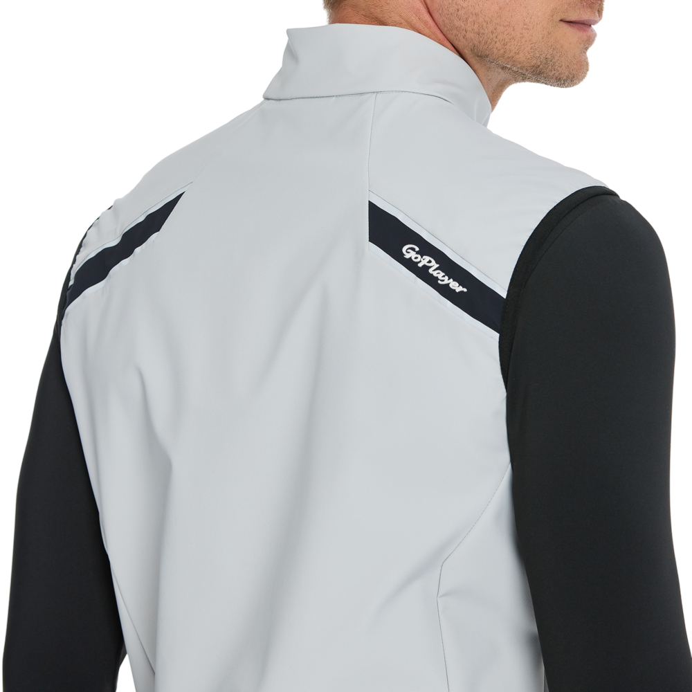 メンズ軽量防風撥水ベスト（グレー）