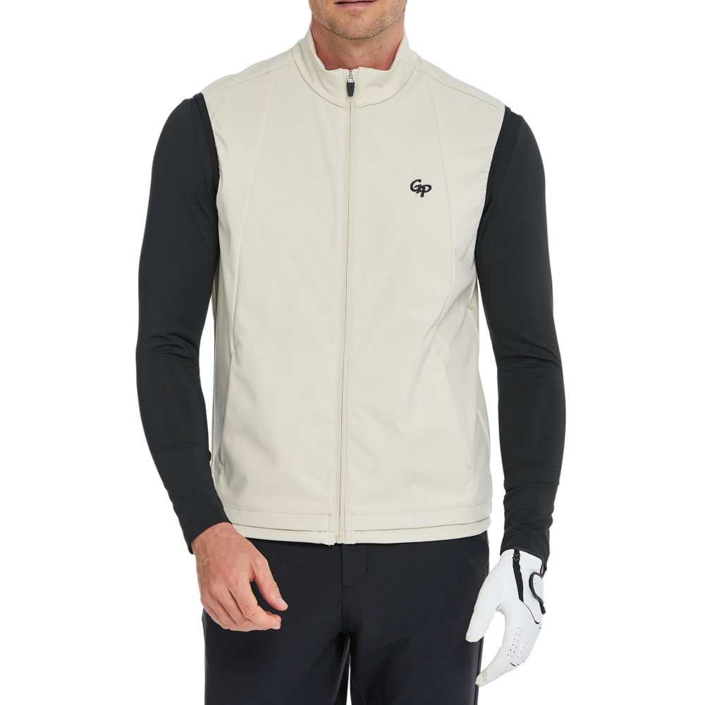 メンズ軽量防風撥水ベスト（カーキ）