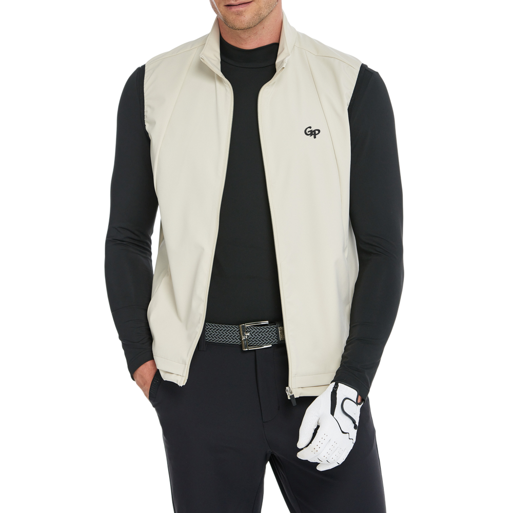 メンズ軽量防風撥水ベスト（カーキ）