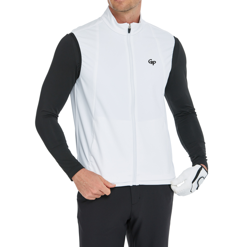 メンズ軽量防風撥水ベスト（ホワイト）