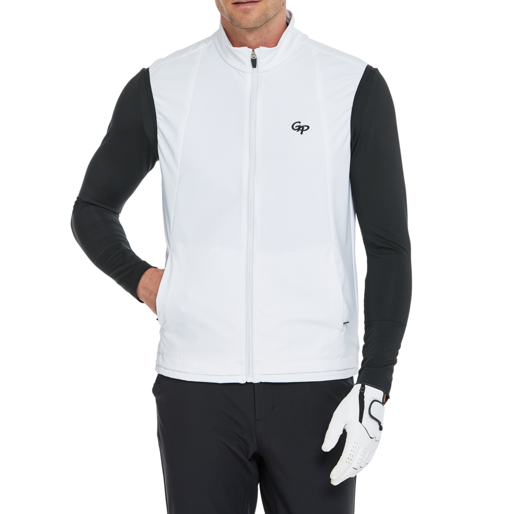 メンズ軽量防風撥水ベスト（ホワイト）