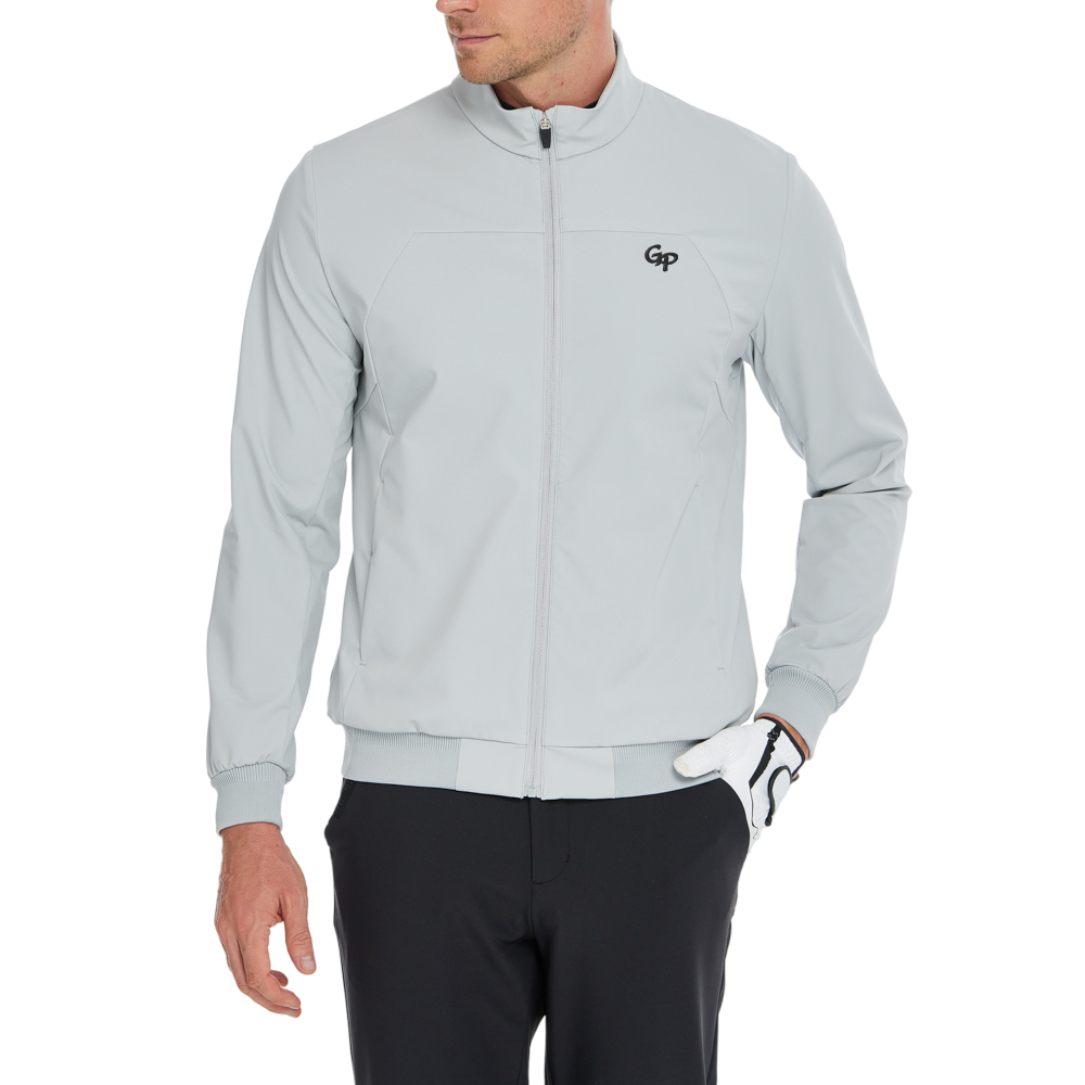 メンズ軽量防風撥水ウィンドブレーカー（ライトグレー）