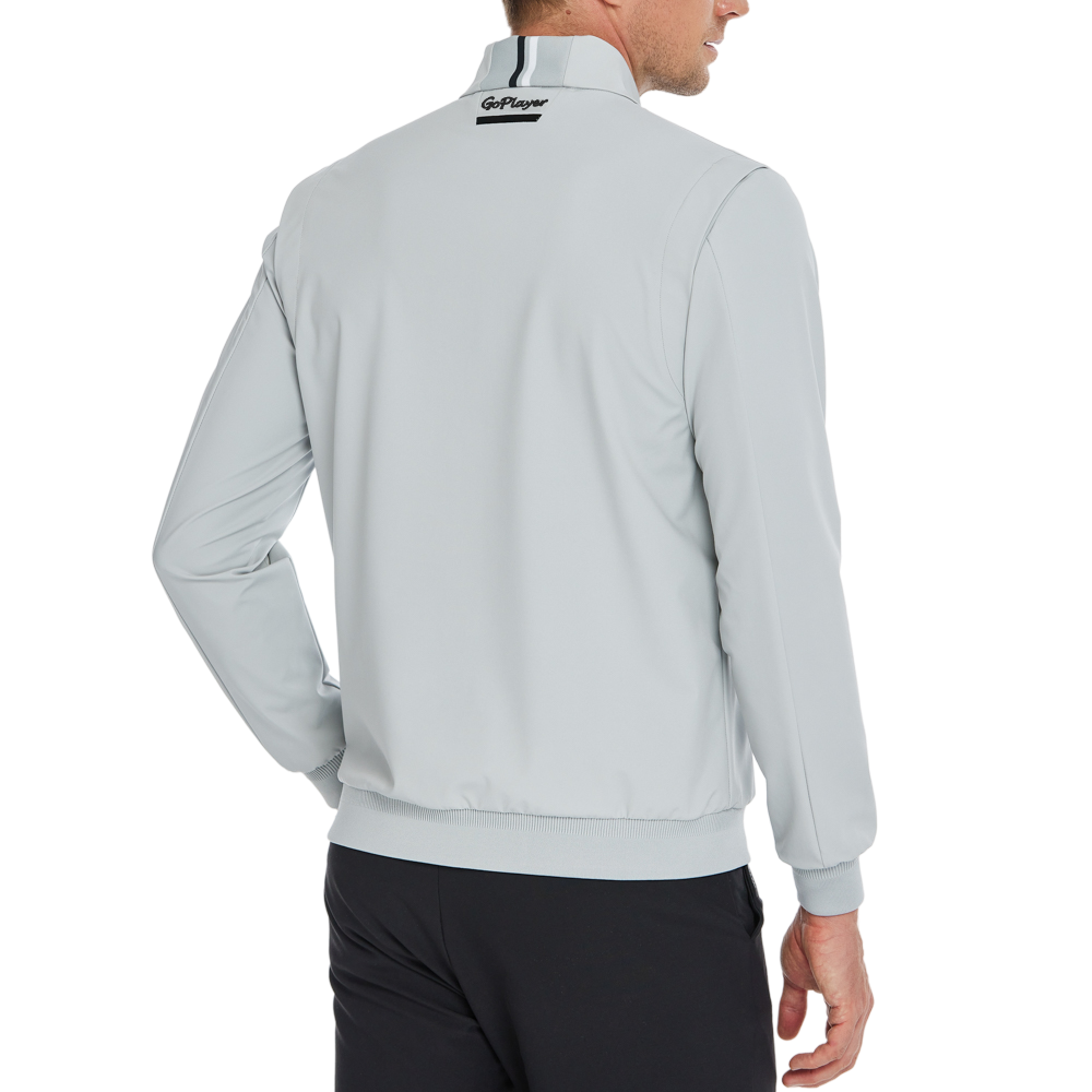 メンズ軽量防風撥水ウィンドブレーカー（ライトグレー）