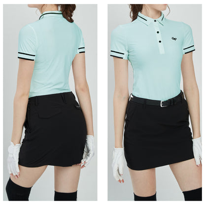GoPlayer Women's Golf Ultra-Stretch Short-Sleeve Top (Light Green)