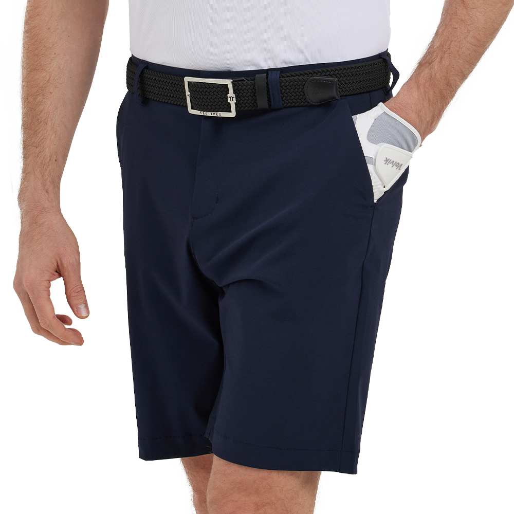 GoPlayer Men's Perforated Breathable Golf Shorts (Navy Blue)