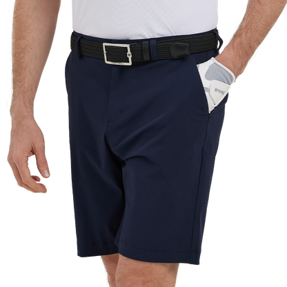 GoPlayer Men's Perforated Breathable Golf Shorts (Navy Blue)