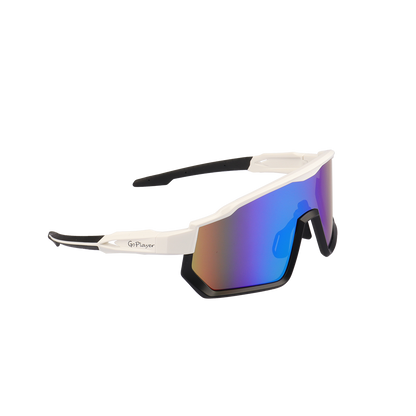 GoPlayer Large Frame Sunglasses (White Black Frame Green Plating)