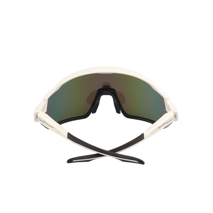 GoPlayer Large Frame Sunglasses (White Black Frame Green Plating)