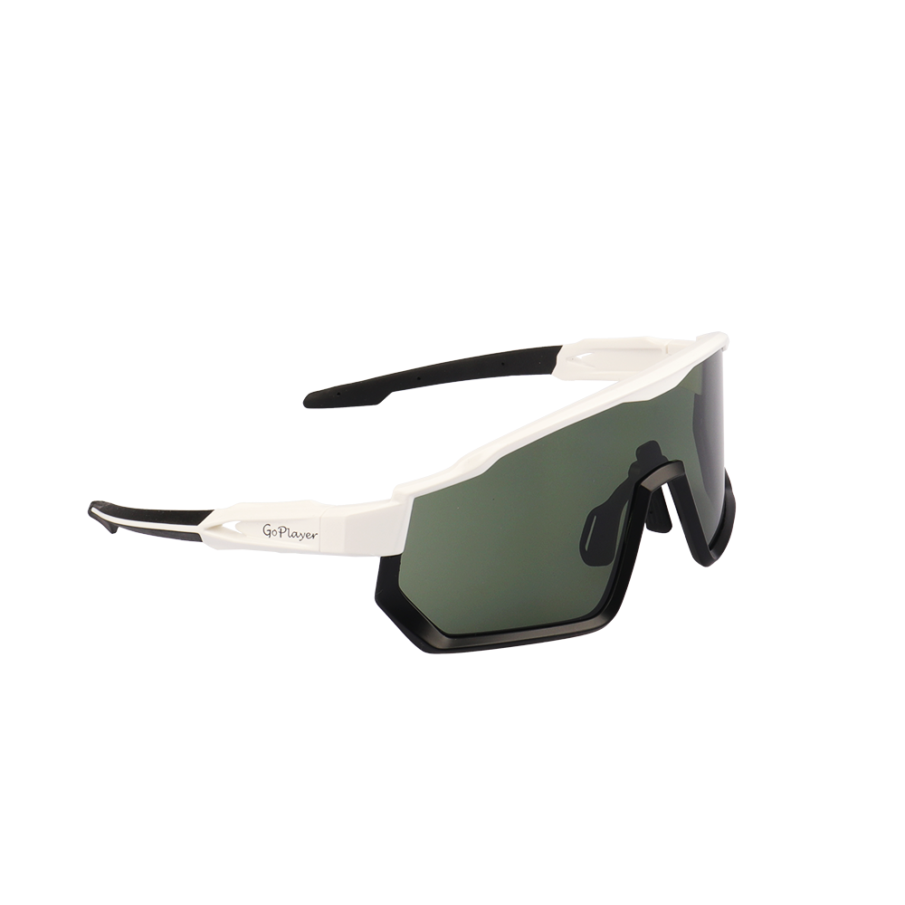 GoPlayer Big Frame Sunglasses (White Black Frame Green Film)