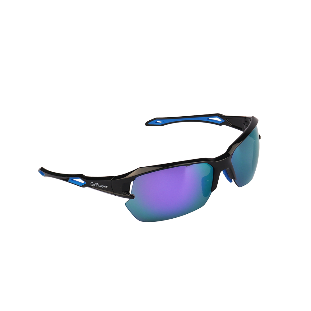 GoPlayer Half Frame Sunglasses (Black Frame Purple Plated)