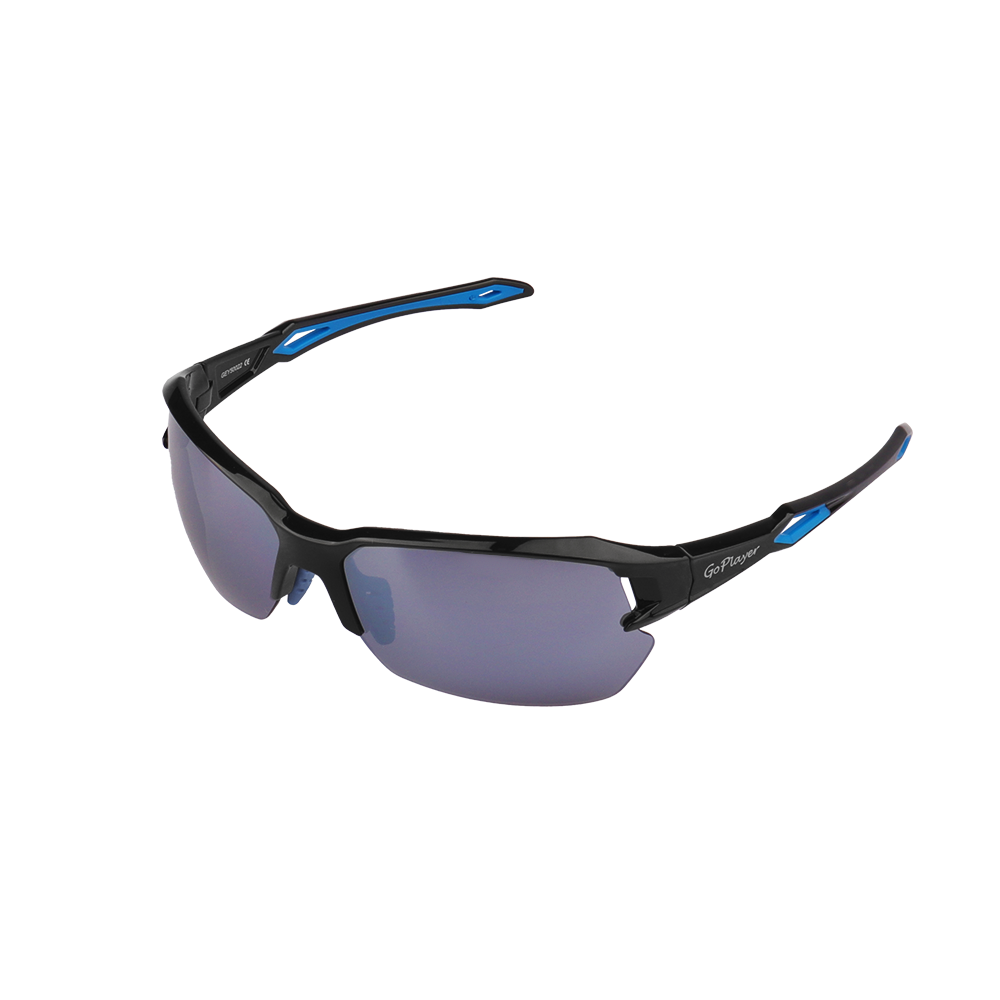 GoPlayer ハーフフレーム サングラス (ブラックフレーム シルバーメッキ)