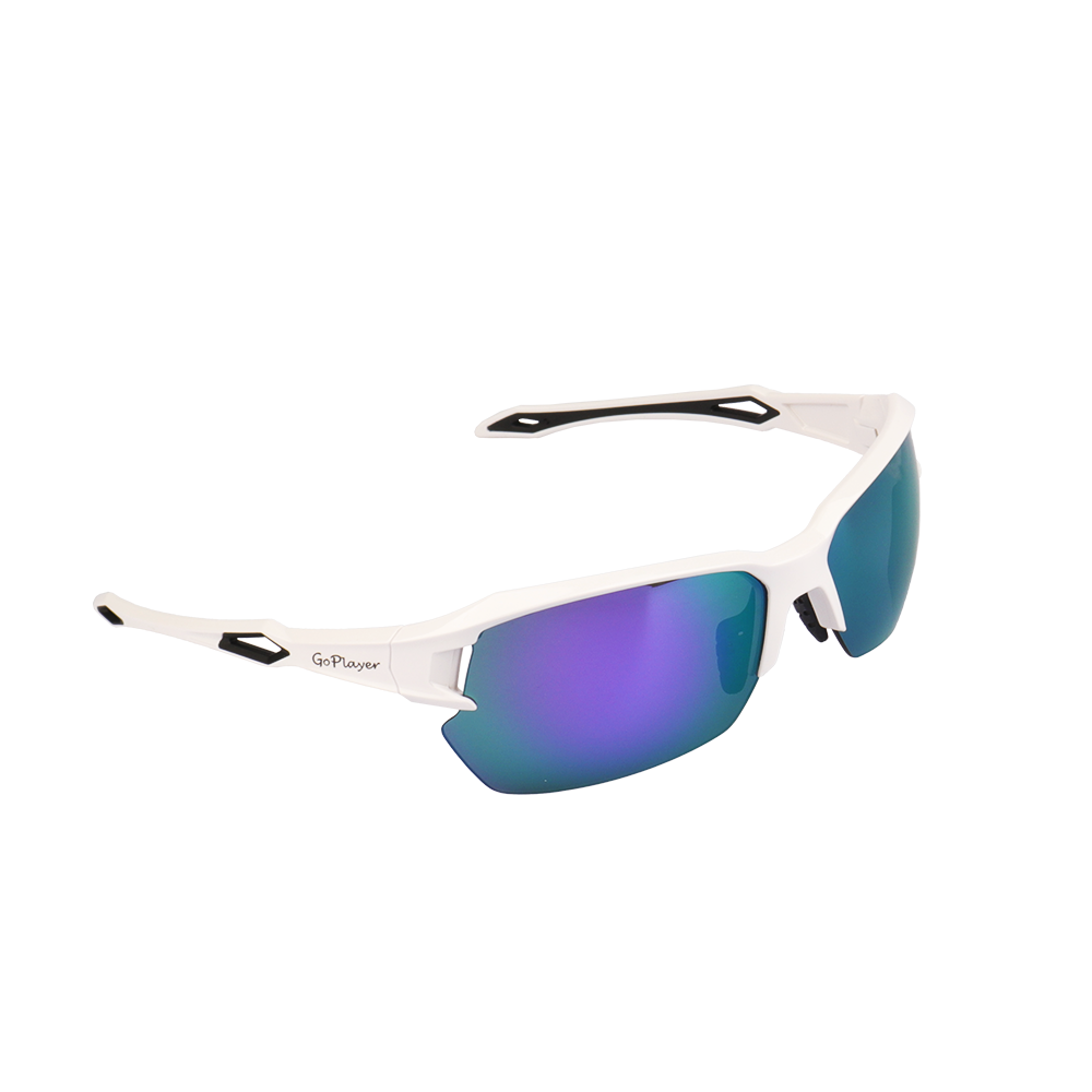 GoPlayer Half Frame Sunglasses (White Frame Purple Plated)