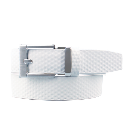 GoPlayer Embossed Ball Pattern Wide Slide Buckle Golf Belt (White)